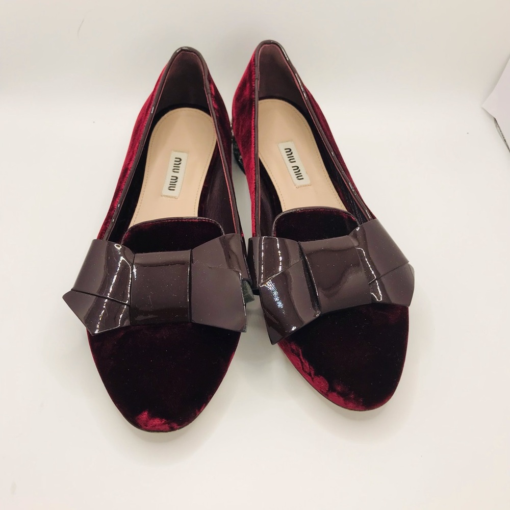 Miu Miu Women's Velvet Loafers burgundy